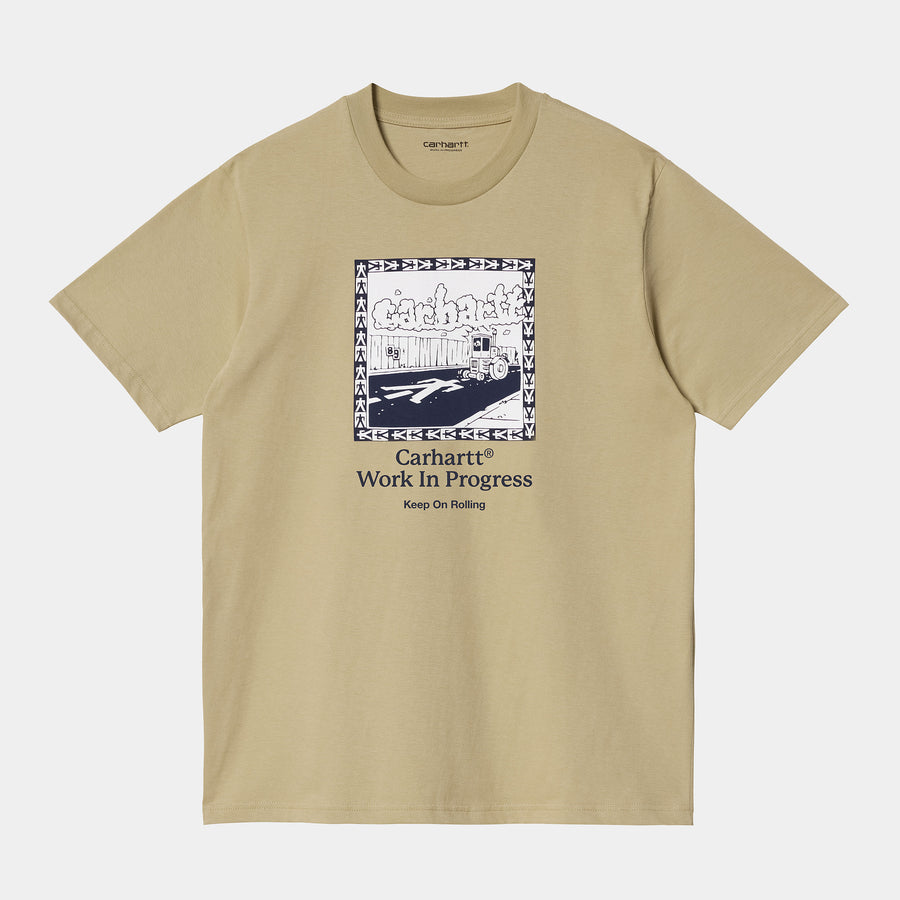 Carhartt Mens Steamroller Organic Cotton Short Sleeve T-Shirt - Ammonite - The Foot Factory