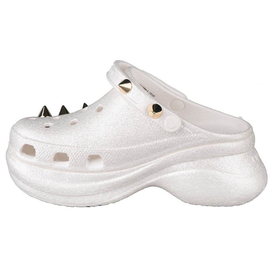 Crocs Unisex Classic Bae Studded Glitter Clog - White