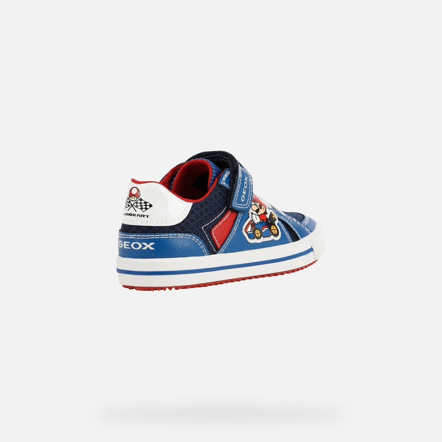 Geox Kids Super Mario Alonisso Trainers - Royal / Red - The Foot Factory