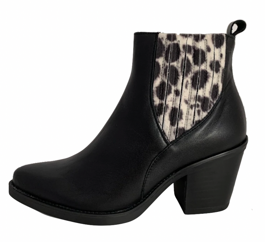 Patricia Miller Womens Animal Print Block Heel Ankle Boot - Black